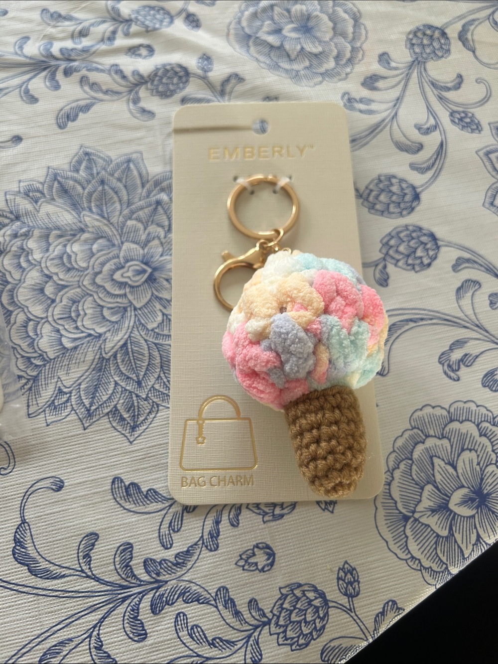 Emberly Pastel Ice Cream Cone Bag Charm Keychain